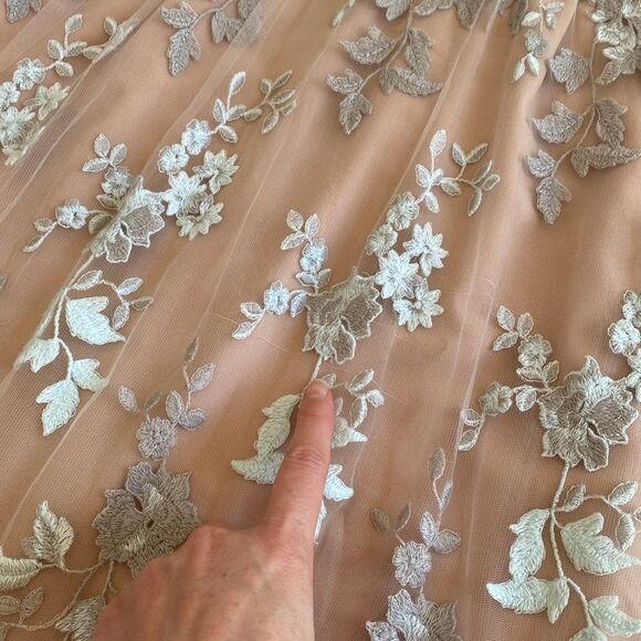 WAYF Oakfield Sky Blue, Gray, & Tan Embroidered Lace Maxi Dress Size Medium - Picture 12 of 16